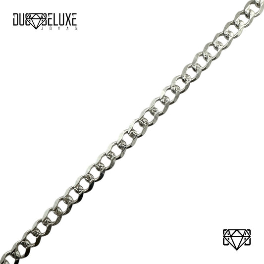 Unisex | Pulso Pulsera Tejido Barbada Cubana Diamantada 3 mm, Esclava Para Hombre Y Mujer De Plata Autentica Ley .925, DUO DELUXE JOYAS