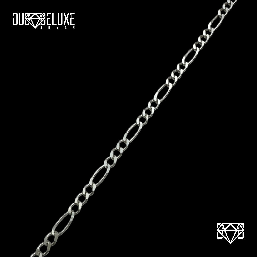 Unisex | Pulso Pulsera Tejido Cartier Figaro 3:1 Lisa 3 mm, Esclava Para Hombre Y Mujer De Plata Autentica Ley .925, DUO DELUXE JOYAS