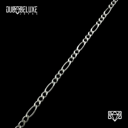 Unisex | Pulso Pulsera Tejido Cartier Figaro 3:1 Lisa 3 mm, Esclava Para Hombre Y Mujer De Plata Autentica Ley .925, DUO DELUXE JOYAS