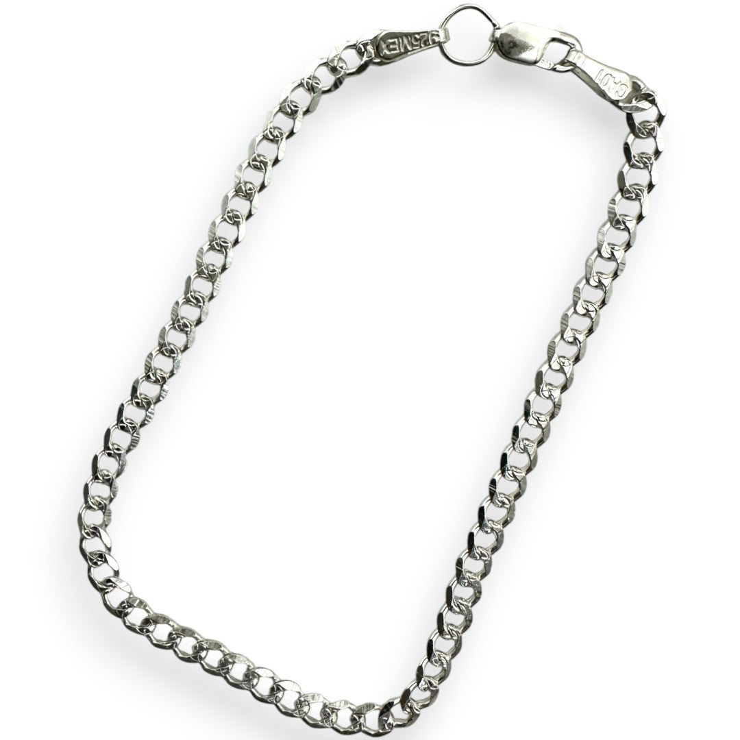Unisex | Pulso Pulsera Tejido Barbada Cubana Diamantada 3 mm, Esclava Para Hombre Y Mujer De Plata Autentica Ley .925, DUO DELUXE JOYAS