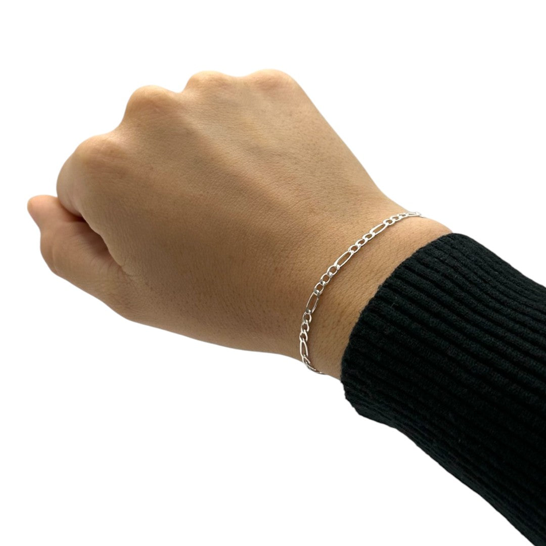 Mujer | Pulso Pulsera Tejido Cartier Figaro 3:1 Lisa 2 mm, Esclava Para Mujer De Plata Autentica Ley .925, DUO DELUXE JOYAS