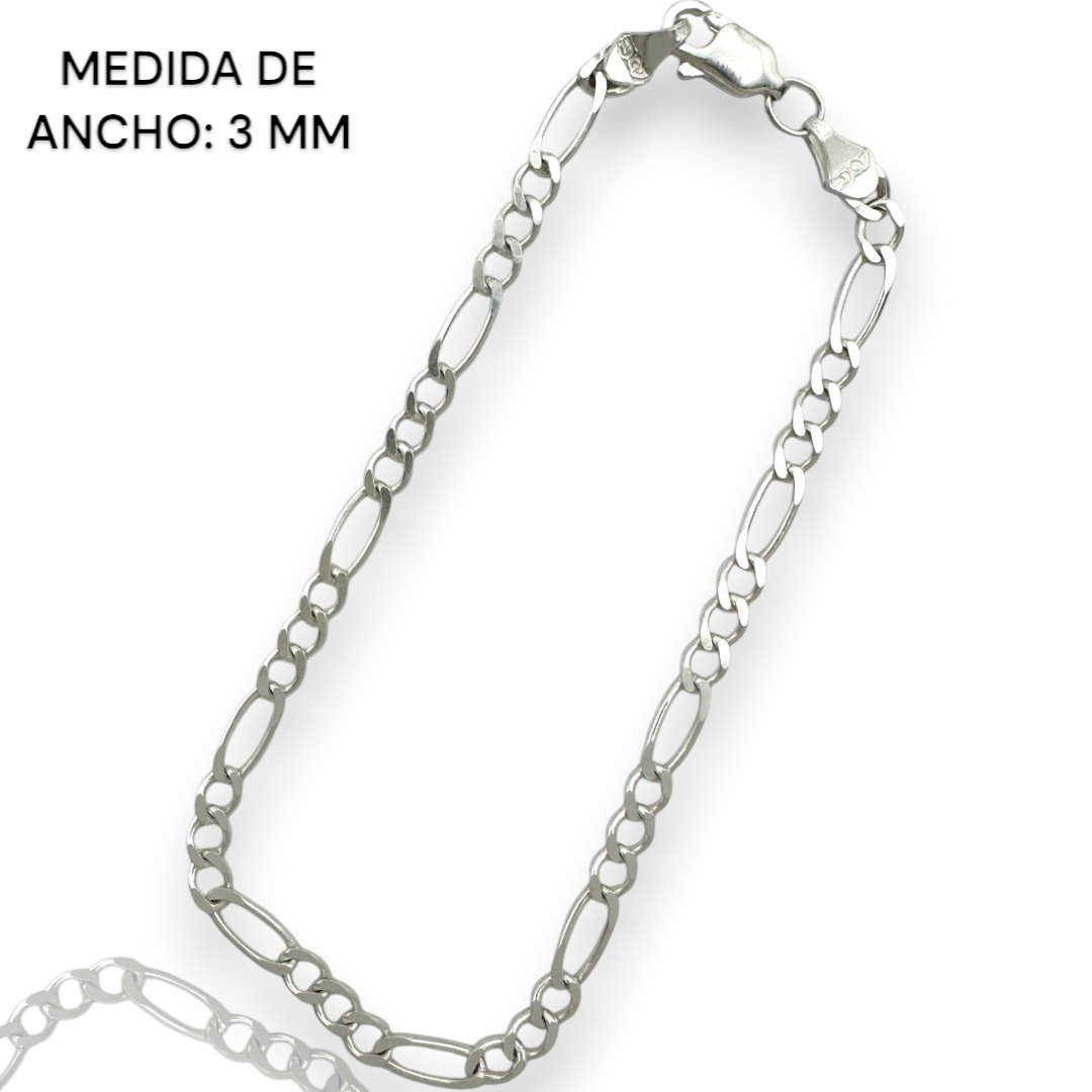 Pulsera Esclava Cartier Figaro Lisa, Plata Ley .925, Para Hombre y Mujer | DUO DELUXE JOYAS
