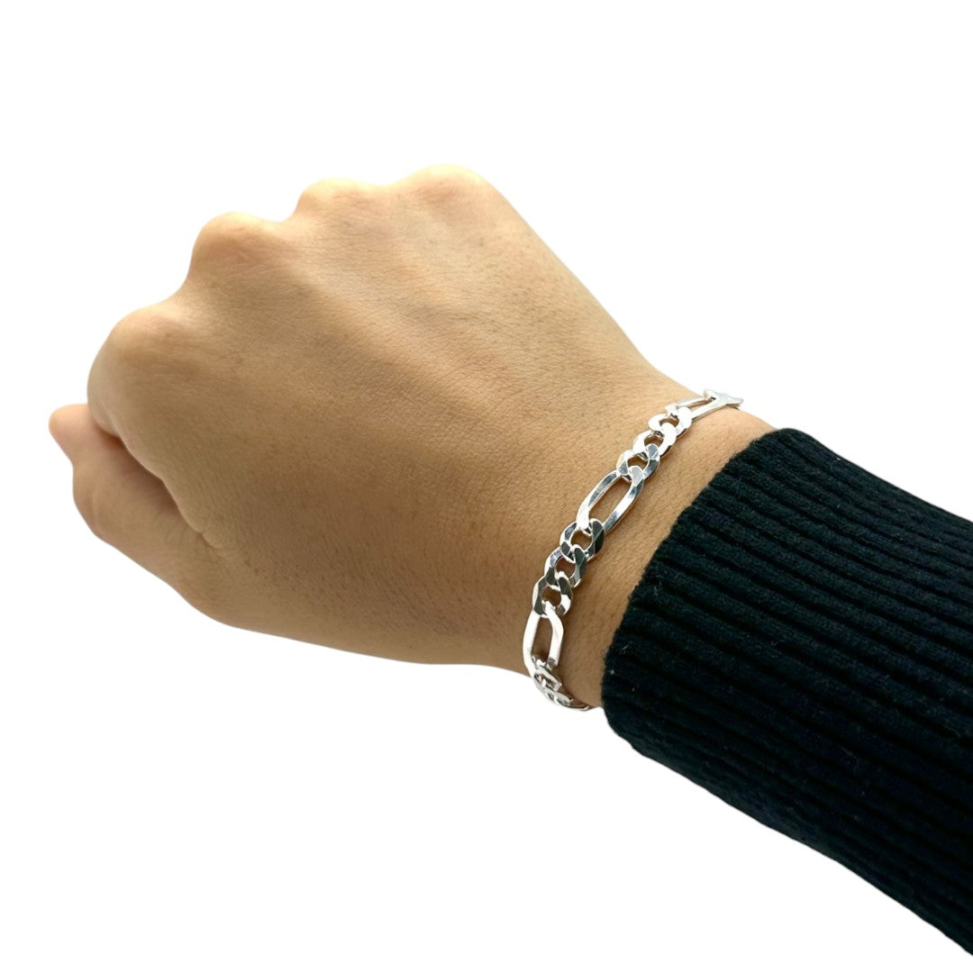 Unisex | Pulso Pulsera Tejido Cartier Figaro 3:1 Lisa 6 mm, Esclava Para Hombre Y Mujer De Plata Autentica Ley .925, DUO DELUXE JOYAS