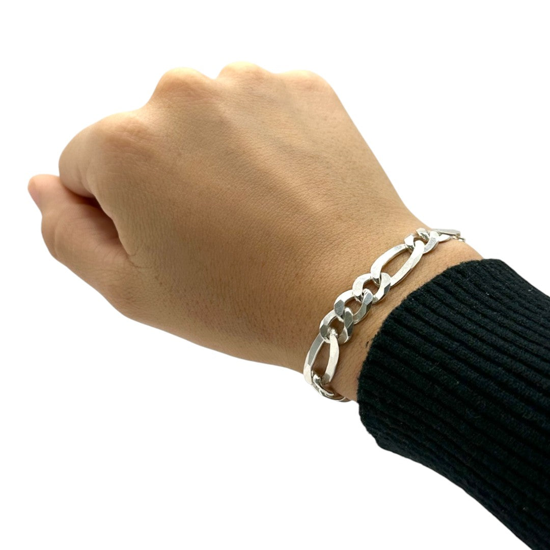 Unisex | Pulso Pulsera Tejido Cartier Figaro 3:1 Lisa 8 mm, Esclava Para Hombre Y Mujer De Plata Autentica Ley .925, DUO DELUXE JOYAS