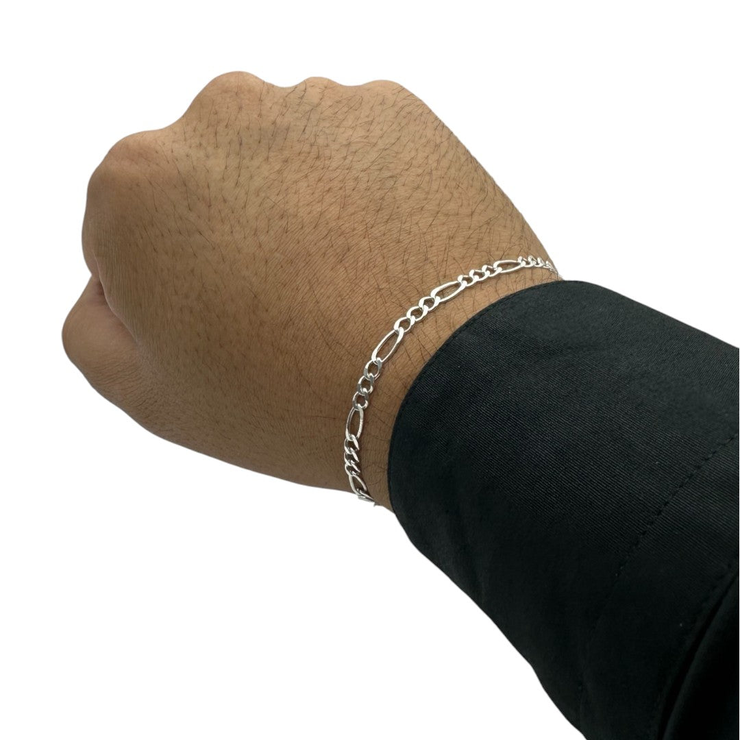 Unisex | Pulso Pulsera Tejido Cartier Figaro 3:1 Lisa 3 mm, Esclava Para Hombre Y Mujer De Plata Autentica Ley .925, DUO DELUXE JOYAS