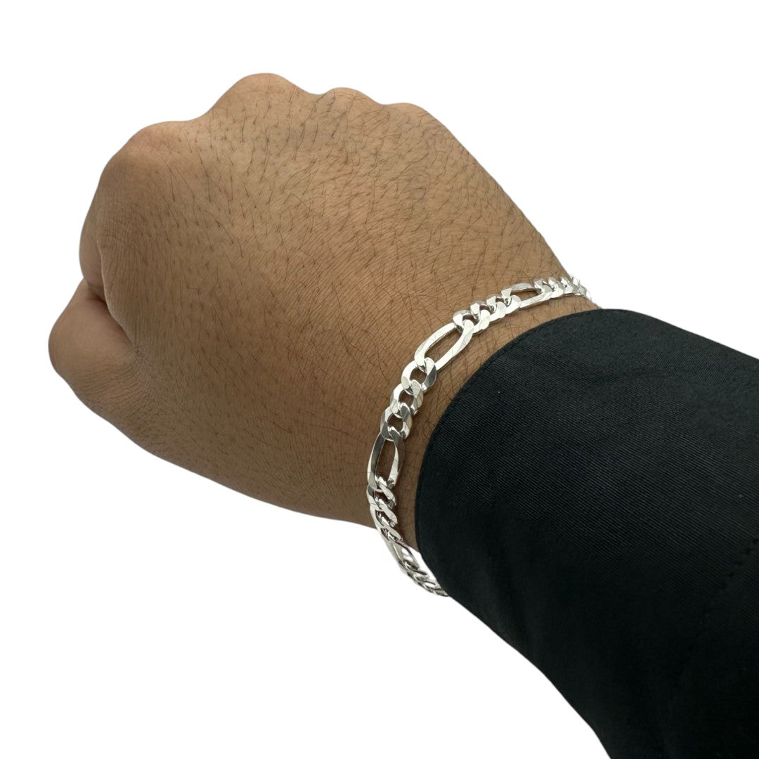 Unisex | Pulso Pulsera Tejido Cartier Figaro 3:1 Lisa 6 mm, Esclava Para Hombre Y Mujer De Plata Autentica Ley .925, DUO DELUXE JOYAS