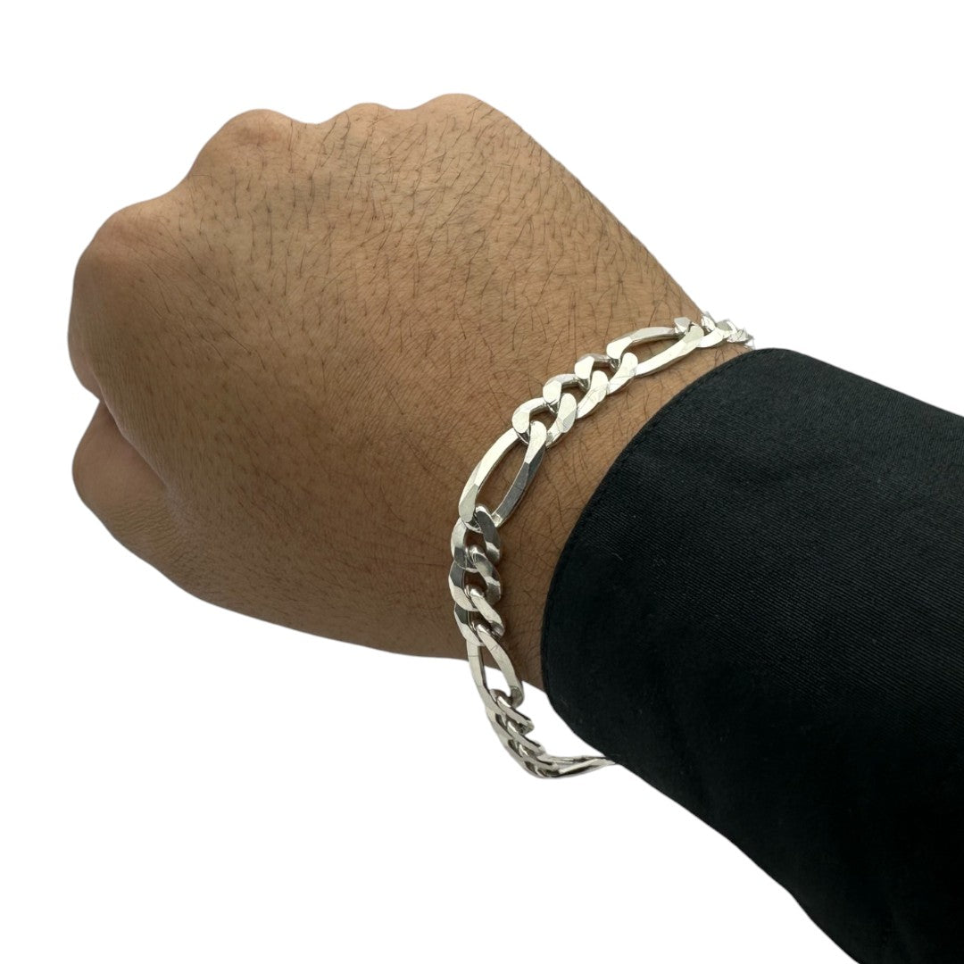 Unisex | Pulso Pulsera Tejido Cartier Figaro 3:1 Lisa 8 mm, Esclava Para Hombre Y Mujer De Plata Autentica Ley .925, DUO DELUXE JOYAS