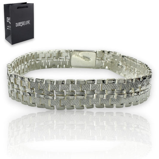 Pulsera Esclava Tejido Rolex Elegante 12 mm, Plata Ley .925, Para Hombre y Mujer | DUO DELUXE JOYAS