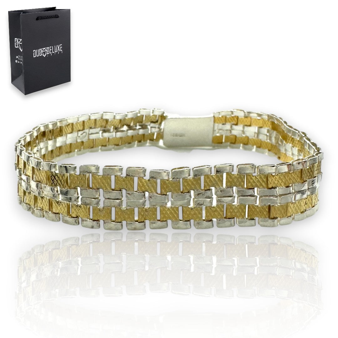 Pulsera Esclava Tejido Rolex Elegante 12 mm, Plata Ley .925, Para Hombre y Mujer | DUO DELUXE JOYAS
