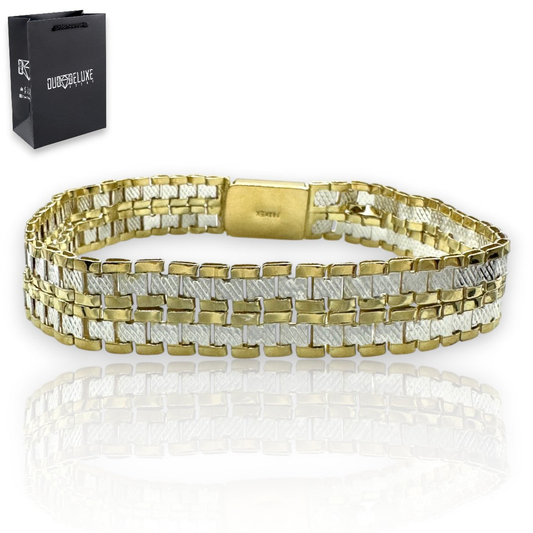Pulsera Esclava Tejido Rolex Elegante 12 mm, Plata Ley .925, Para Hombre y Mujer | DUO DELUXE JOYAS