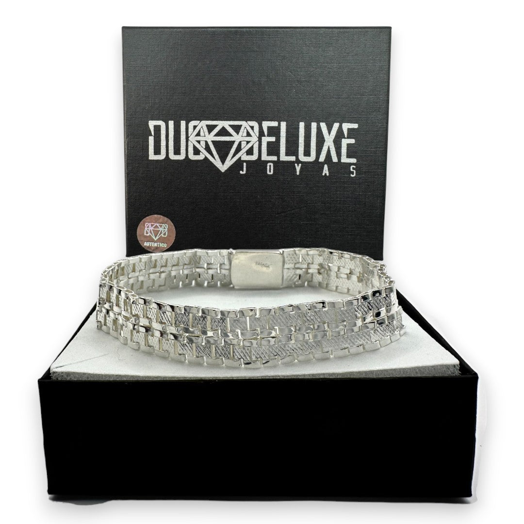 Pulsera Esclava Tejido Rolex Elegante 12 mm, Plata Ley .925, Para Hombre y Mujer | DUO DELUXE JOYAS