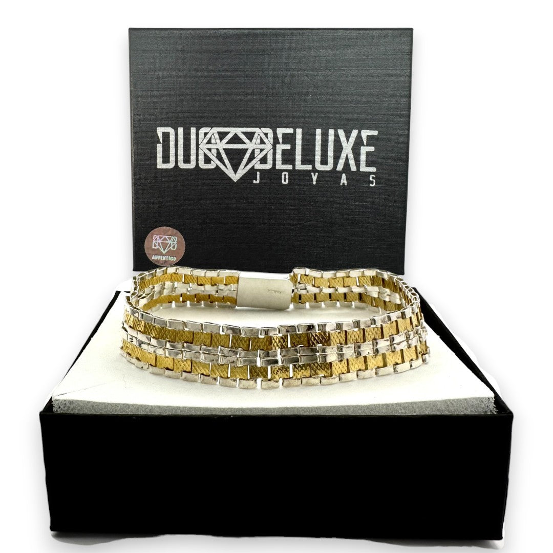 Pulsera Esclava Tejido Rolex Elegante 12 mm, Plata Ley .925, Para Hombre y Mujer | DUO DELUXE JOYAS