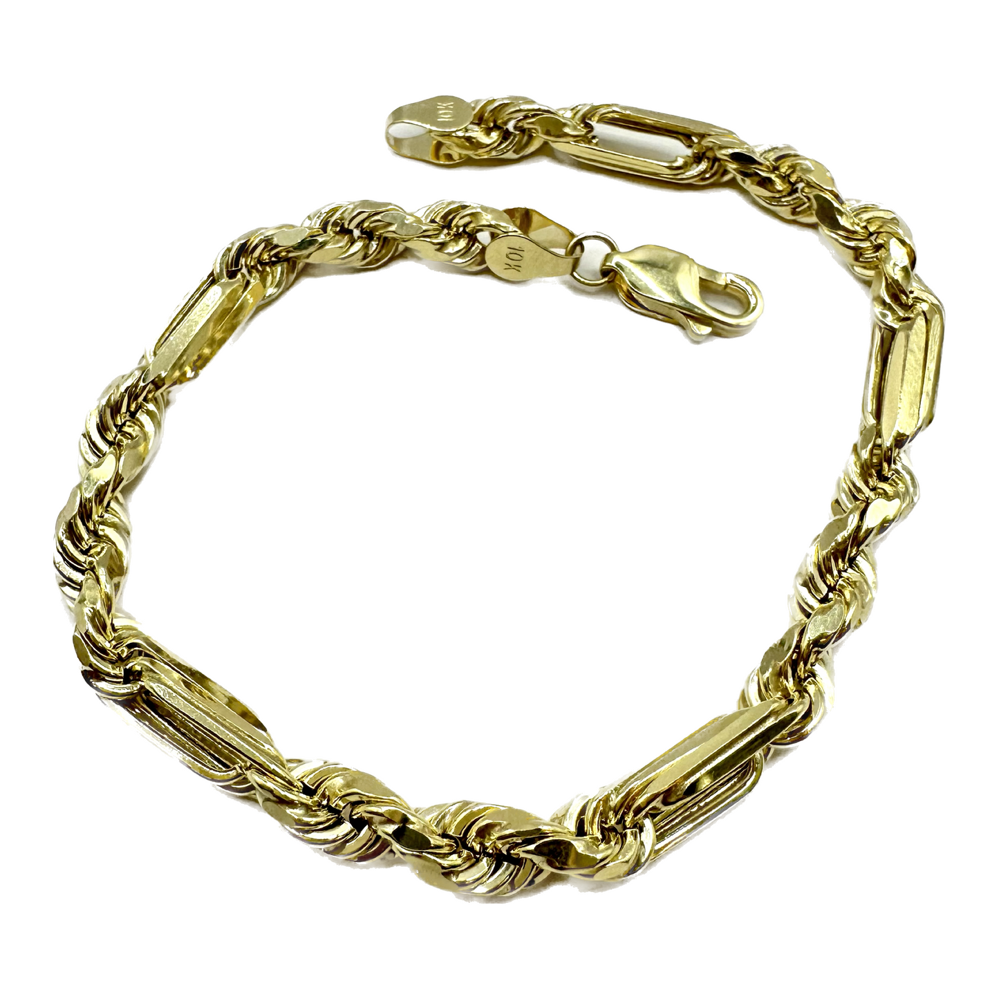 Unisex | Pulsera Tejido Torzal Figaro 4 - 5 mm – Unisex – Oro Autentico 10k