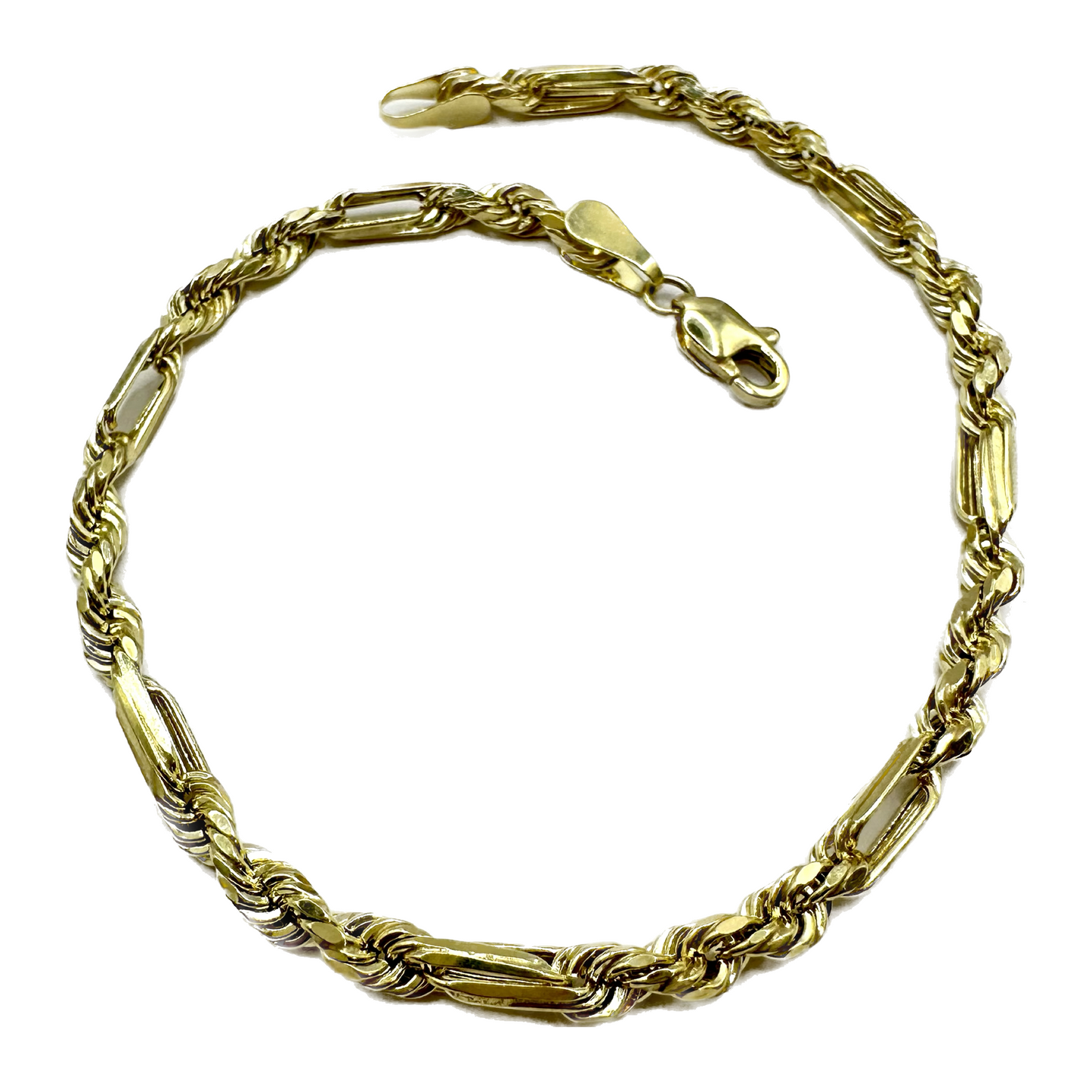 Unisex | Pulsera Tejido Torzal Figaro 2 - 3.5 mm – Unisex – Oro Autentico 10k