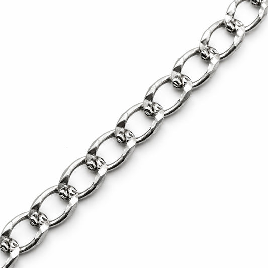 Unisex | Pulso Pulsera Tejido Barbada Cubana Diamantada 4 mm, Esclava Para Hombre Y Mujer De Plata Autentica Ley .925, DUO DELUXE JOYAS