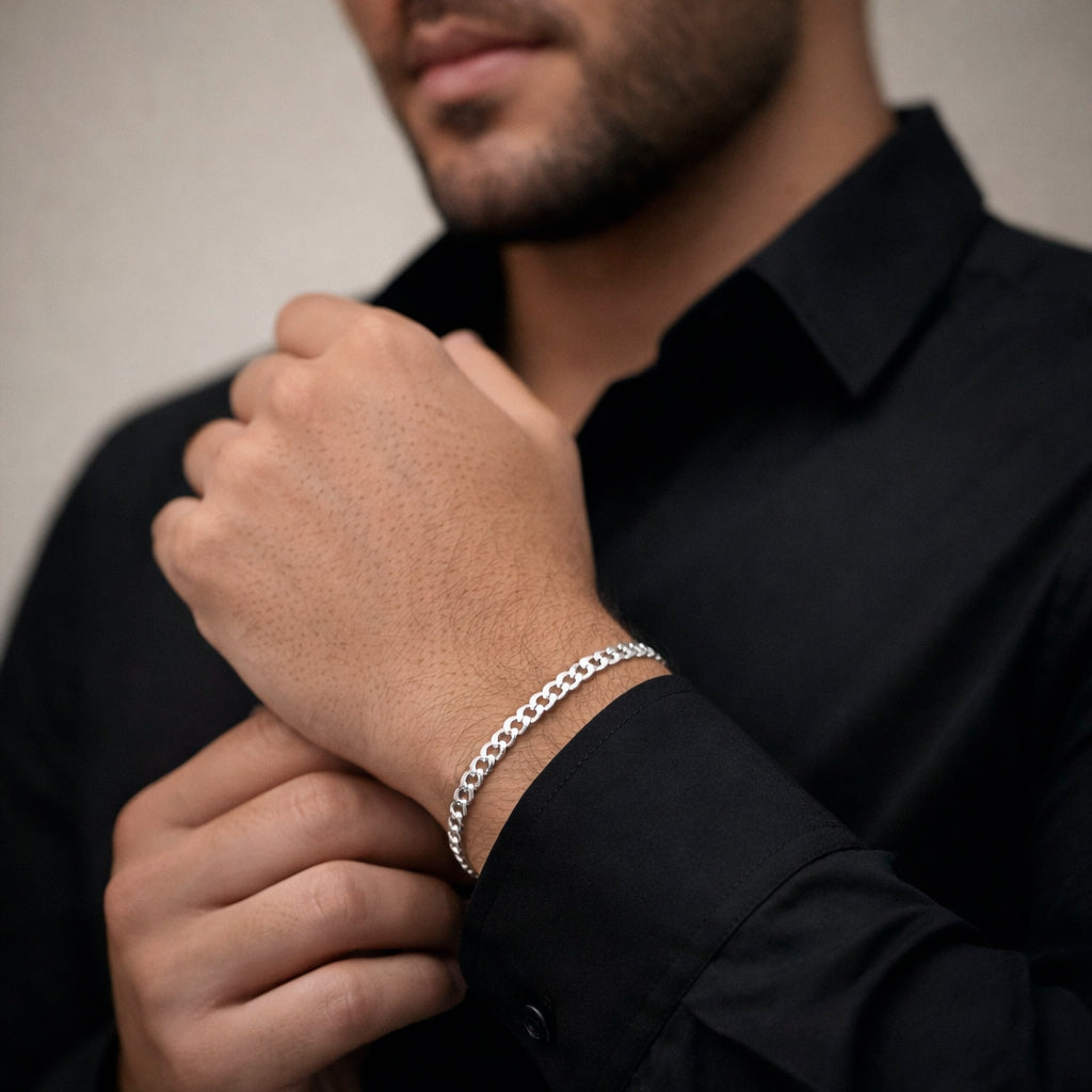 Unisex | Pulso Pulsera Tejido Barbada Cubana Diamantada 3 mm, Esclava Para Hombre Y Mujer De Plata Autentica Ley .925, DUO DELUXE JOYAS