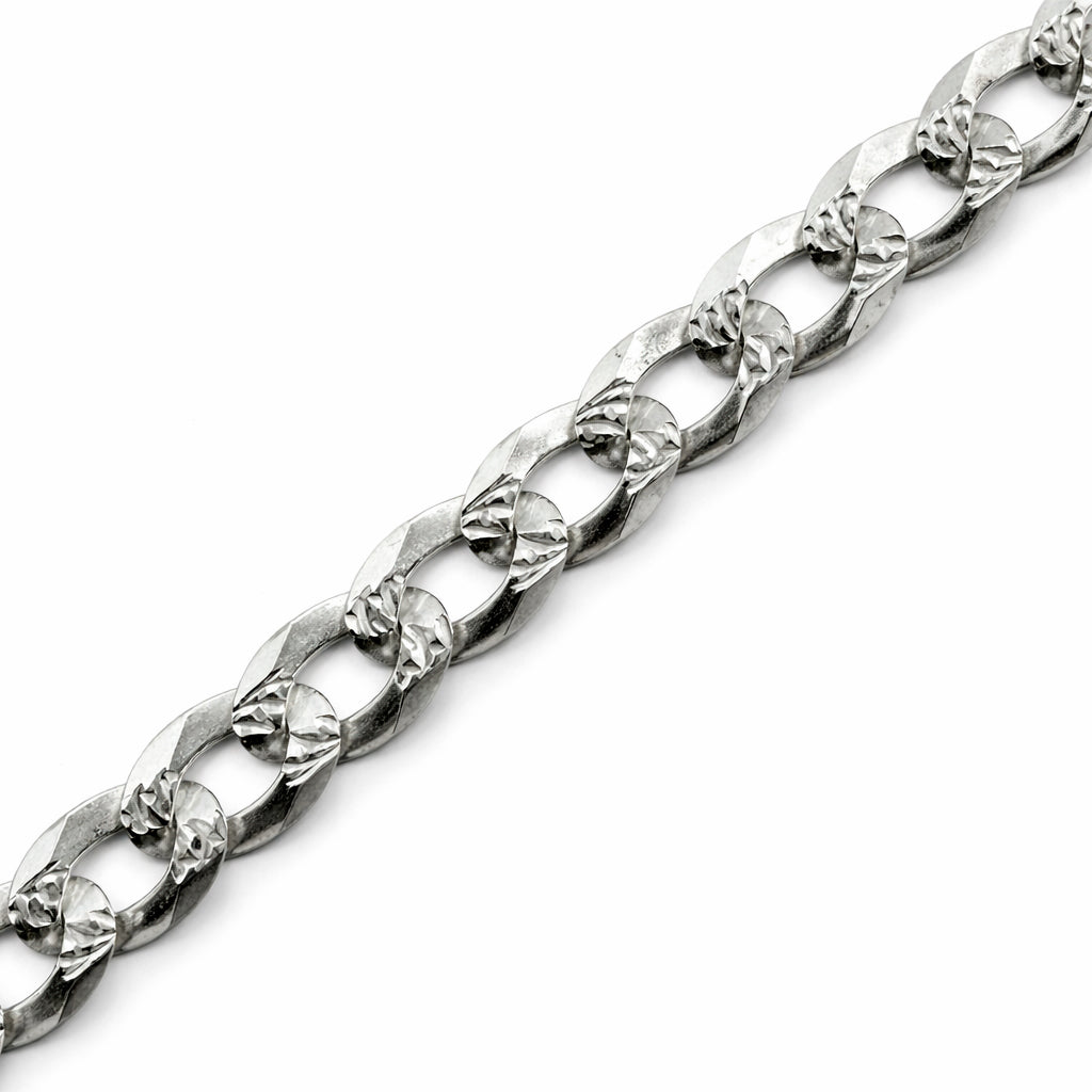 Unisex | Pulso Pulsera Tejido Barbada Cubana Diamantada 5 mm, Esclava Para Hombre Y Mujer De Plata Autentica Ley .925, DUO DELUXE JOYAS