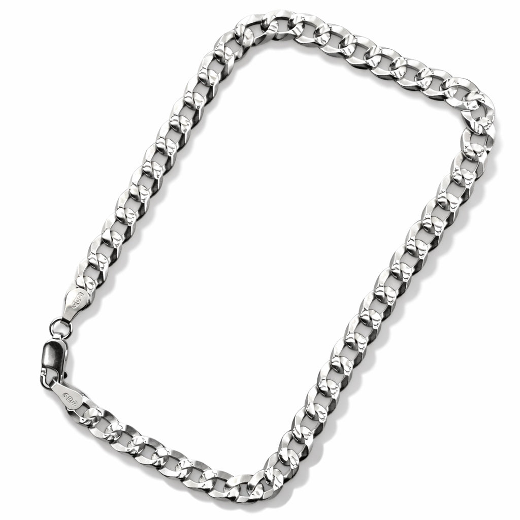 Unisex | Pulso Pulsera Tejido Barbada Cubana Diamantada 5 mm, Esclava Para Hombre Y Mujer De Plata Autentica Ley .925, DUO DELUXE JOYAS