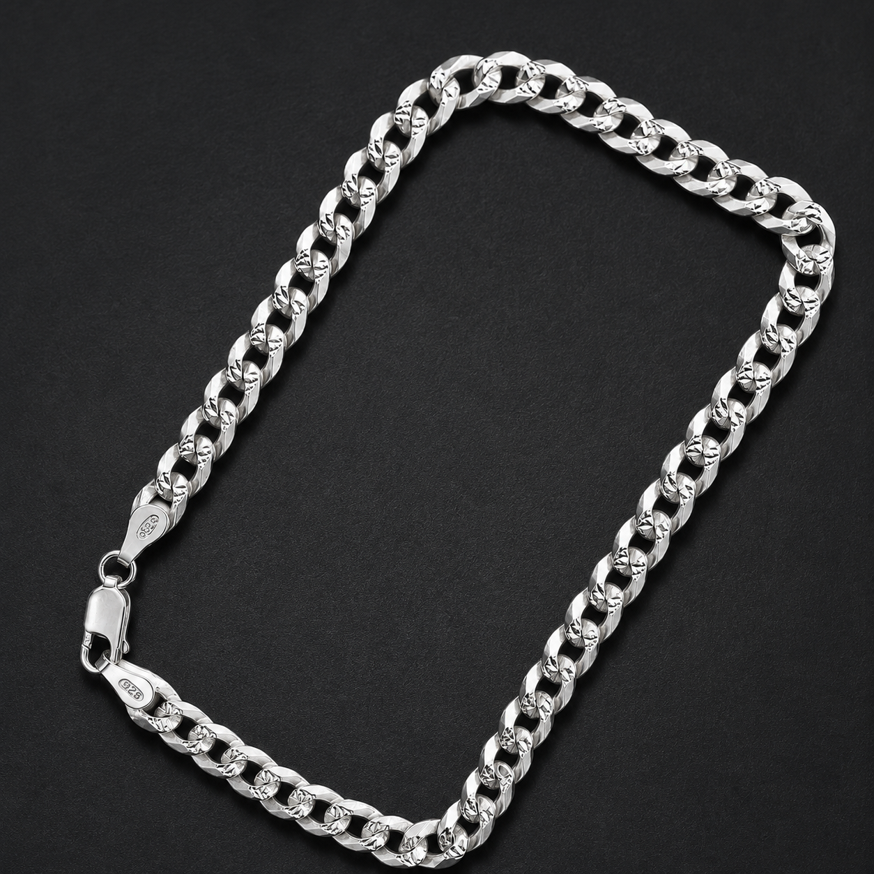 Unisex | Pulso Pulsera Tejido Barbada Cubana Diamantada 5 mm, Esclava Para Hombre Y Mujer De Plata Autentica Ley .925, DUO DELUXE JOYAS