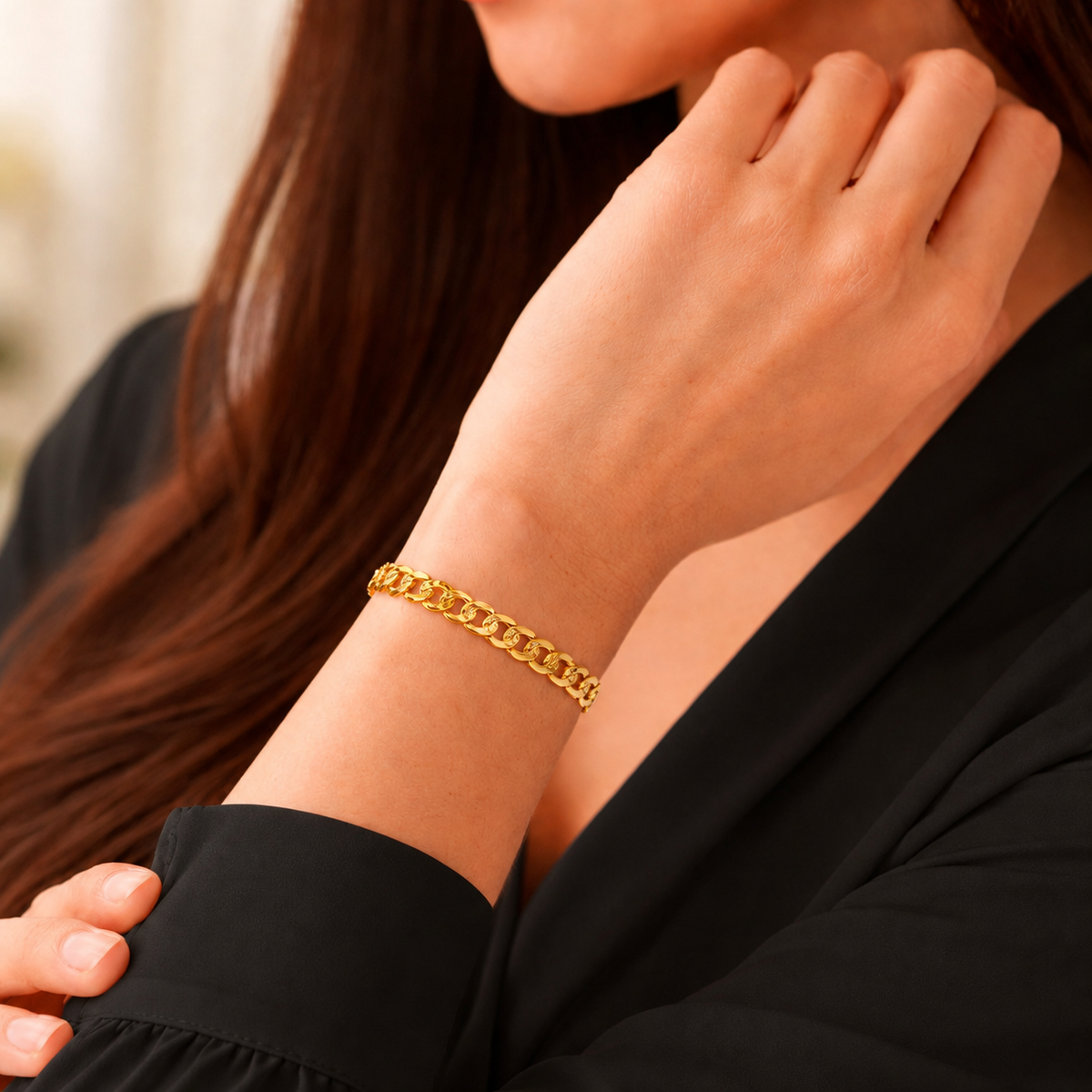 Unisex | Pulso Pulsera Tejido Barbada Cubana Diamantada 6 mm, Esclava Para Hombre Y Mujer De Plata Autentica Ley .925 Con Baño De Oro Italiano 24k, DUO DELUXE JOYAS