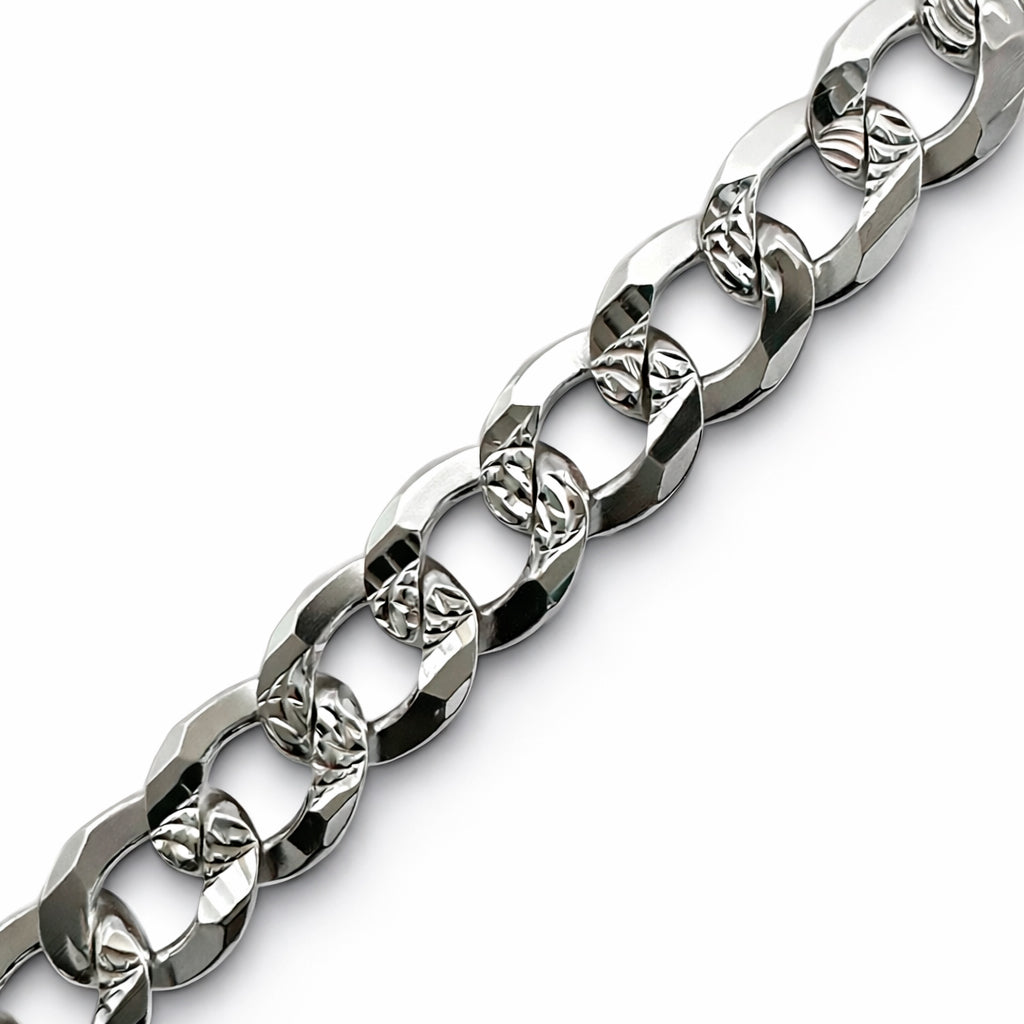 Unisex | Pulso Pulsera Tejido Barbada Cubana Diamantada 6 mm, Esclava Para Hombre Y Mujer De Plata Autentica Ley .925, DUO DELUXE JOYAS