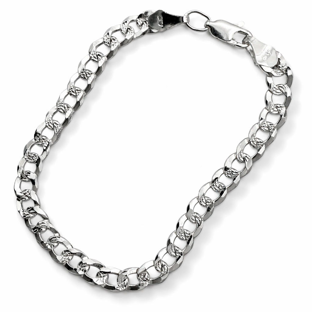 Unisex | Pulso Pulsera Tejido Barbada Cubana Diamantada 6 mm, Esclava Para Hombre Y Mujer De Plata Autentica Ley .925, DUO DELUXE JOYAS