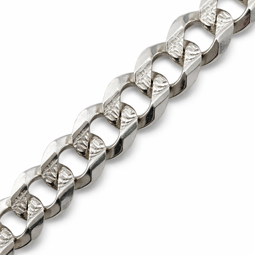 Unisex | Pulso Pulsera Tejido Barbada Cubana Diamantada 7 mm, Esclava Para Hombre Y Mujer De Plata Autentica Ley .925, DUO DELUXE JOYAS