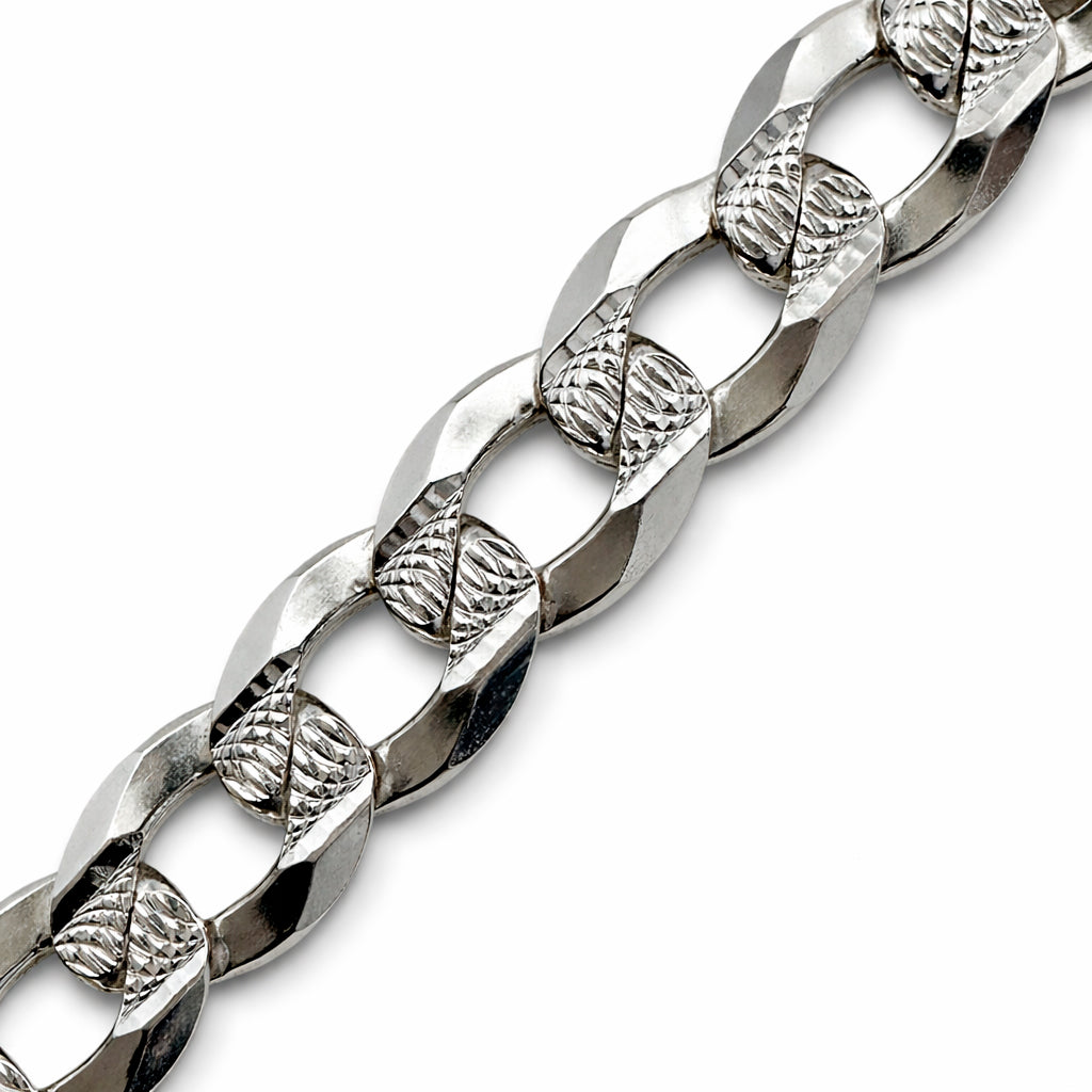 Unisex | Pulso Pulsera Tejido Barbada Cubana Diamantada 8 mm, Esclava Para Hombre Y Mujer De Plata Autentica Ley .925, DUO DELUXE JOYAS