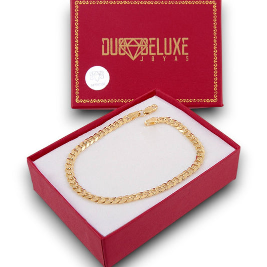 Unisex | Pulso Pulsera Tejido Barbada Cubana Diamantada 5 mm, Esclava Para Hombre Y Mujer De Plata Autentica Ley .925 Con Baño De Oro Italiano 24k, DUO DELUXE JOYAS