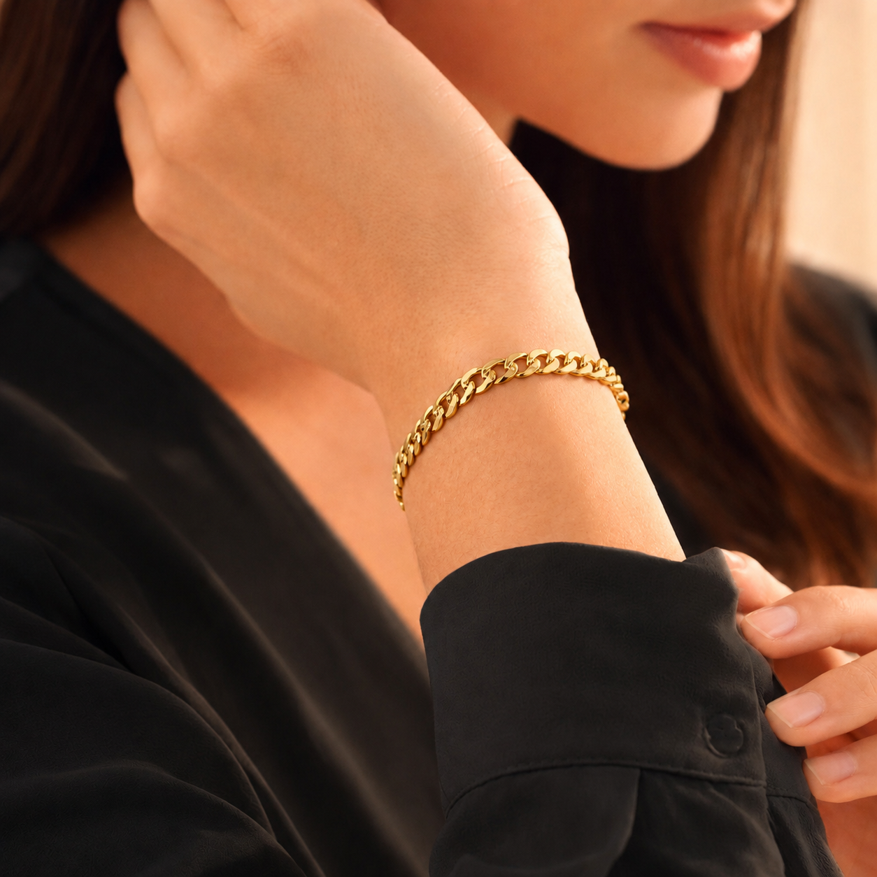 Unisex | Pulso Pulsera Tejido Barbada Cubana Diamantada 5 mm, Esclava Para Hombre Y Mujer De Plata Autentica Ley .925 Con Baño De Oro Italiano 24k, DUO DELUXE JOYAS