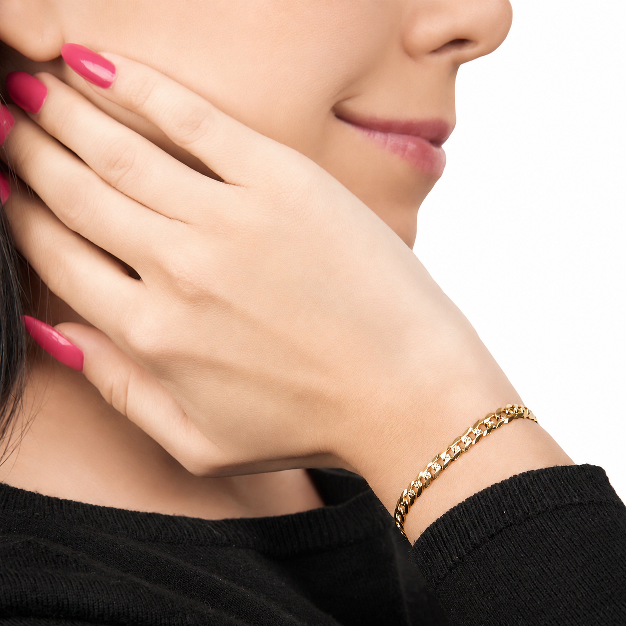 Unisex | Pulso Pulsera Tejido Barbada Cubana Diamantada 5 mm, Esclava Para Hombre Y Mujer De Plata Autentica Ley .925 Con Baño De Oro Italiano 24k, DUO DELUXE JOYAS