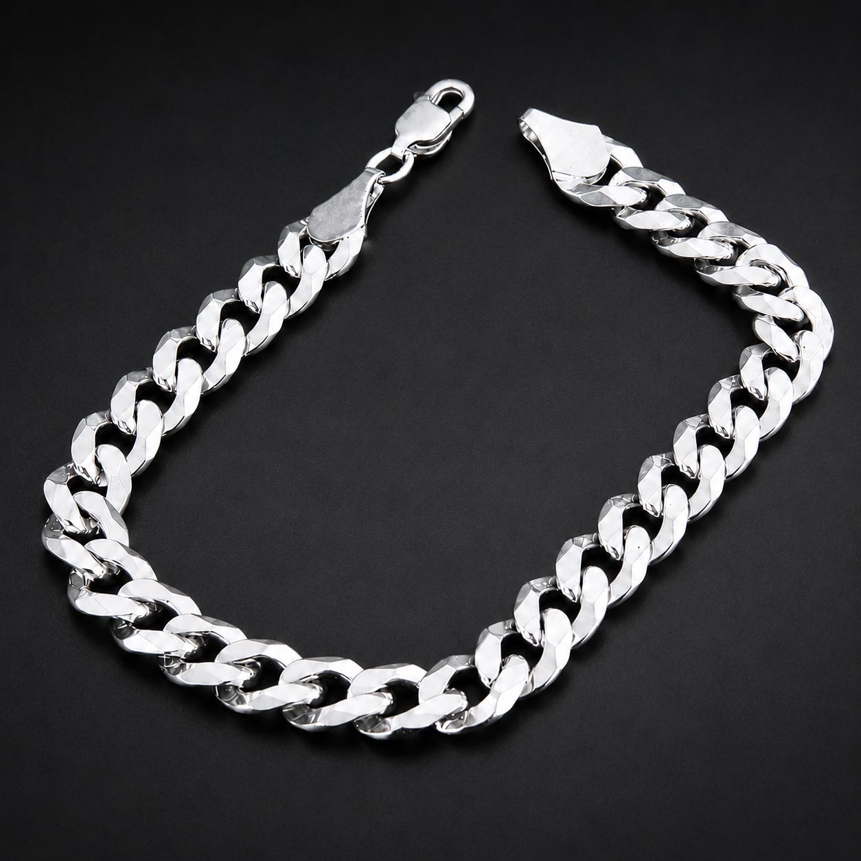Unisex | Pulso Pulsera Tejido Barbada Cubana Lisa 8 mm, Esclava Para Hombre Y Mujer De Plata Autentica Ley .925, DUO DELUXE JOYAS