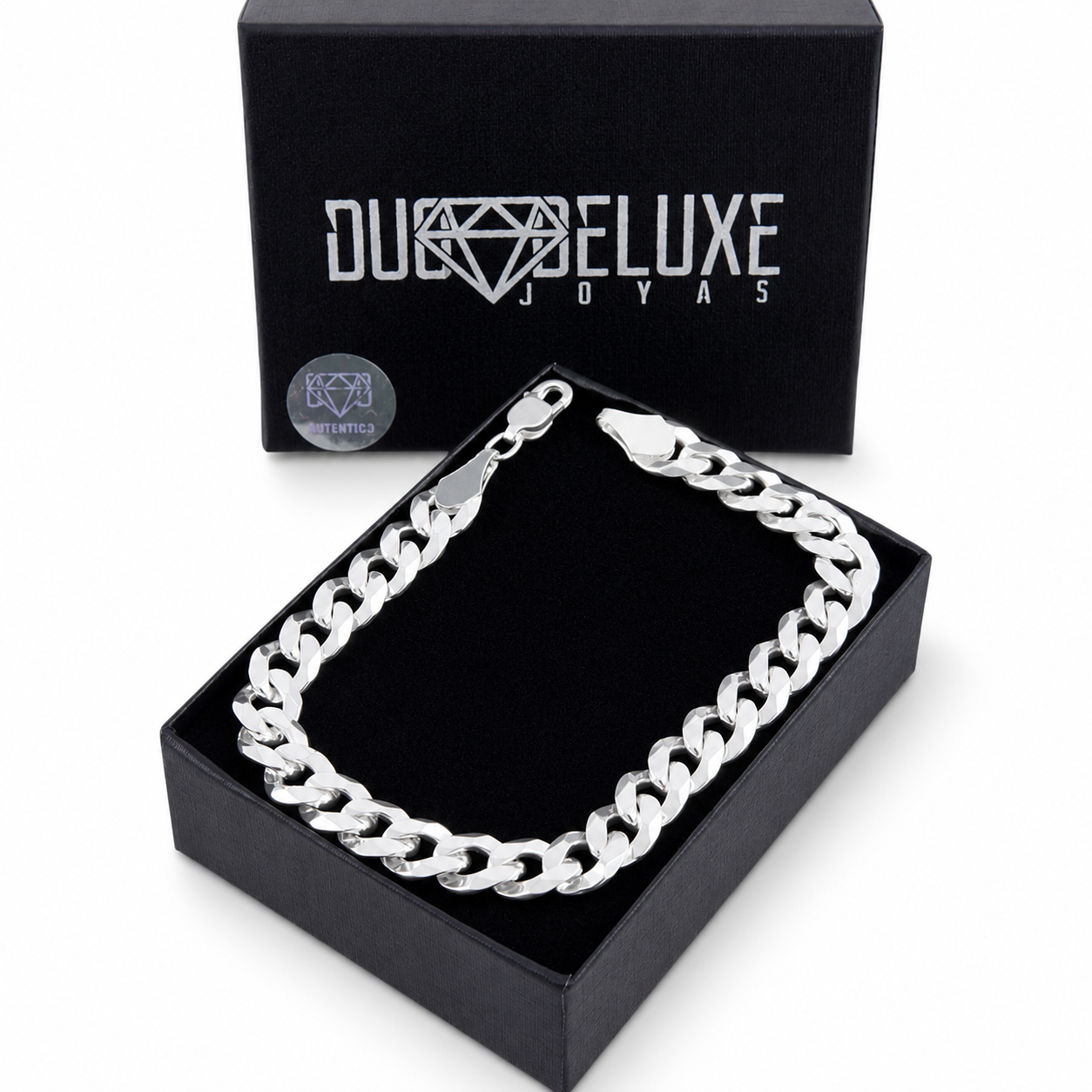 Unisex | Pulso Pulsera Tejido Barbada Cubana Lisa 8 mm, Esclava Para Hombre Y Mujer De Plata Autentica Ley .925, DUO DELUXE JOYAS