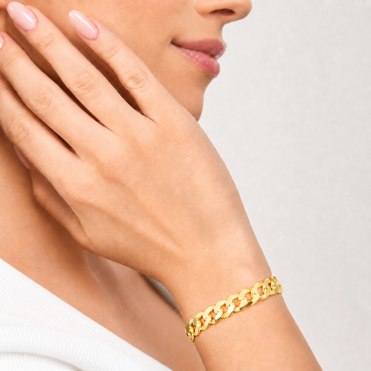 Unisex | Pulso Pulsera Tejido Barbada Cubana Lisa 8 mm, Esclava Para Hombre Y Mujer De Plata Autentica Ley .925 Con Baño De Oro Italiano 24k, DUO DELUXE JOYAS