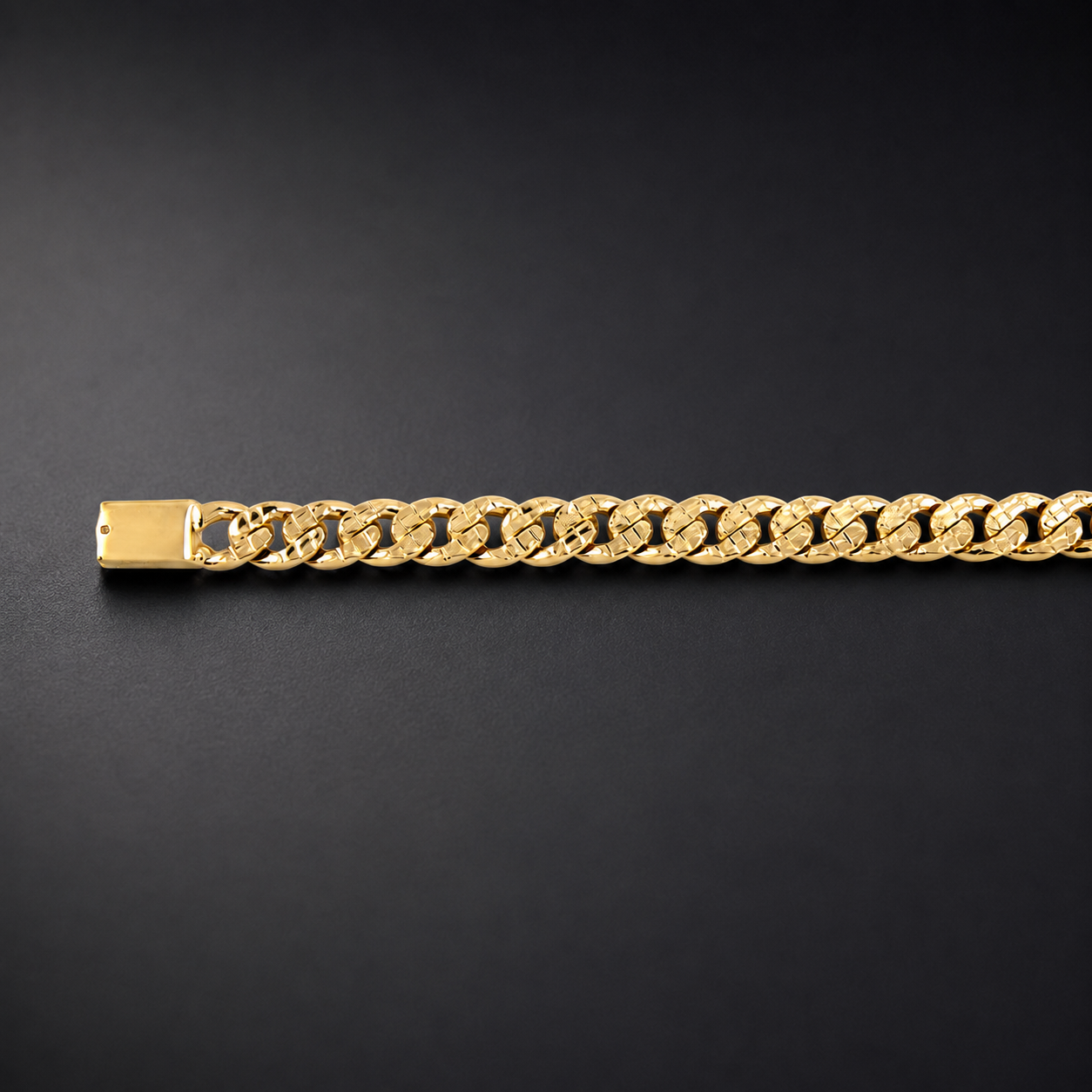 Unisex | Pulso Pulsera Tejido Barbada Cubana Diamantada HM 8 mm, Esclava Para Hombre Y Mujer De Plata Autentica Ley .925 Con Baño De Oro Italiano 24k, DUO DELUXE JOYAS