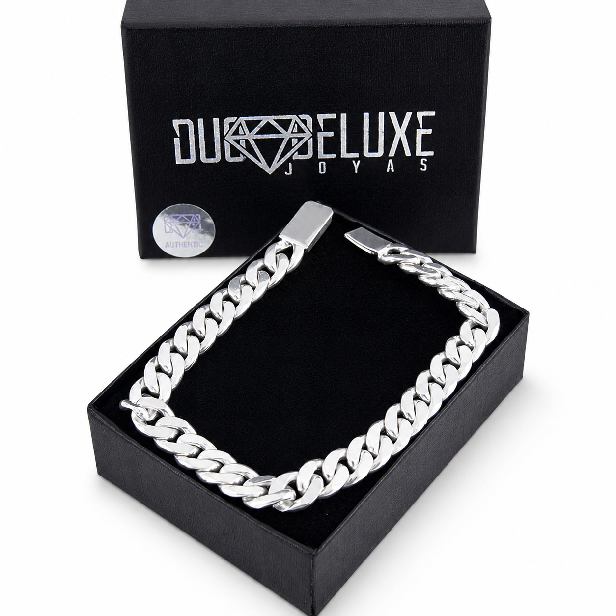 Unisex | Pulso Pulsera Tejido Barbada Cubana Lisa HM 8 mm, Esclava Para Hombre Y Mujer De Plata Autentica Ley .925, DUO DELUXE JOYAS