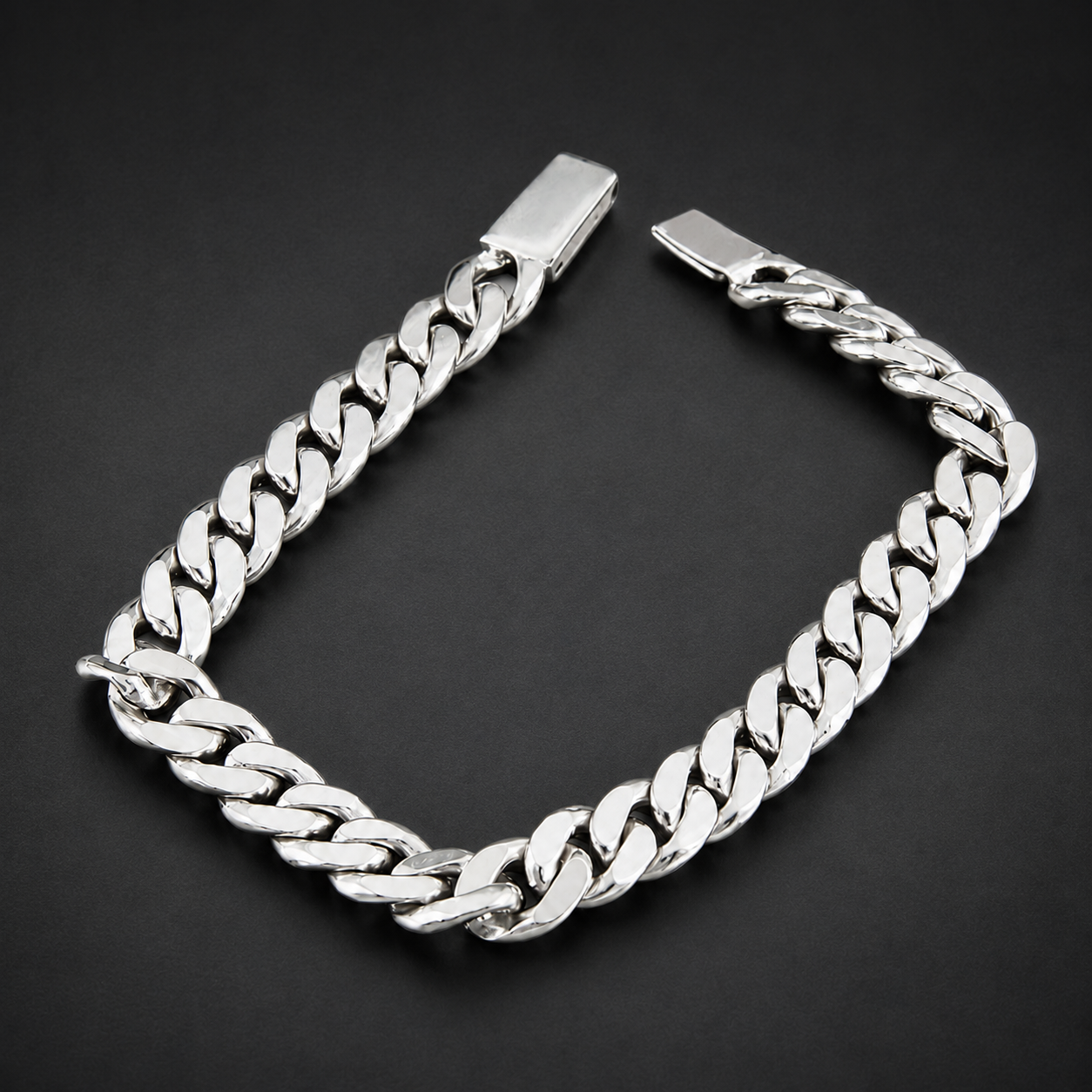 Unisex | Pulso Pulsera Tejido Barbada Cubana Lisa HM 8 mm, Esclava Para Hombre Y Mujer De Plata Autentica Ley .925, DUO DELUXE JOYAS