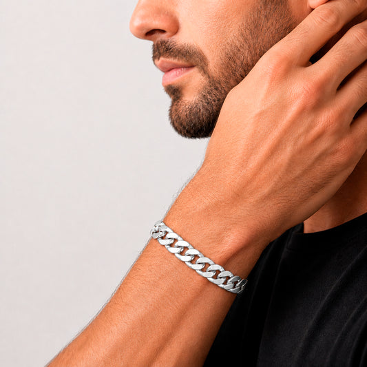Unisex | Pulso Pulsera Tejido Barbada Cubana Lisa HM 8 mm, Esclava Para Hombre Y Mujer De Plata Autentica Ley .925, DUO DELUXE JOYAS