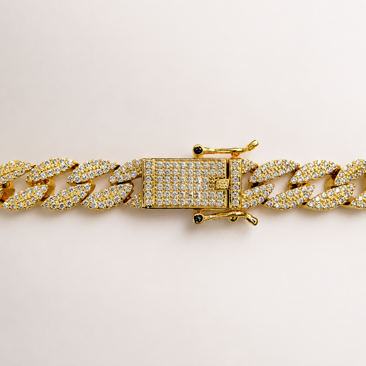 Unisex | Pulso Pulsera Tejido Barbada Cubana Diamantada Con Zirconias 10 mm, Esclava Para Hombre Y Mujer De Plata Autentica Ley .925 Con Baño De Oro Italiano 24k, DUO DELUXE JOYAS