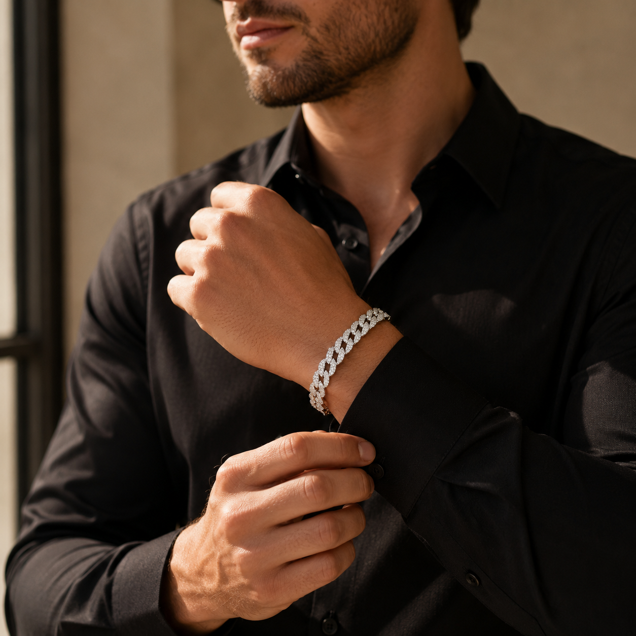 Unisex | Pulso Pulsera Tejido Barbada Cubana Diamantada Con Zirconias 10 mm, Esclava Para Hombre Y Mujer De Plata Autentica Ley .925, DUO DELUXE JOYAS