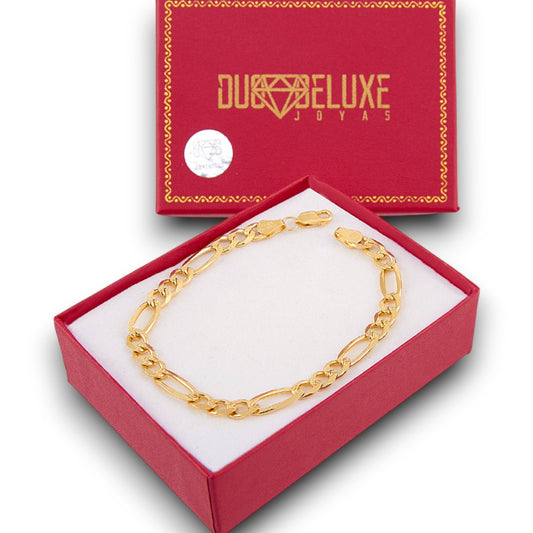 Unisex | Pulso Pulsera Tejido Cartier Figaro 3:1 Diamantada 6 mm, Esclava Para Hombre Y Mujer De Plata Autentica Ley .925 Con Baño De Oro Italiano 24k, DUO DELUXE JOYAS