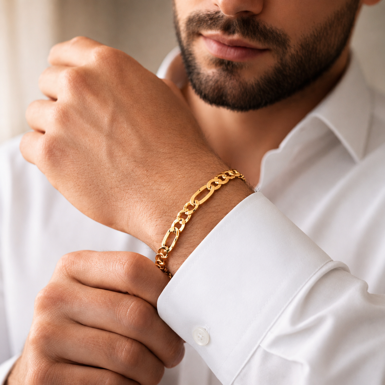Unisex | Pulso Pulsera Tejido Figaro 3:1 Diamantada 6 mm, Esclava Para Hombre Y Mujer De Plata Autentica Ley .925 Con Baño De Oro Italiano 24k, DUO DELUXE JOYAS