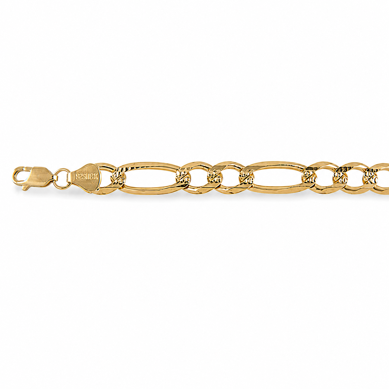 Unisex | Pulso Pulsera Tejido Figaro 3:1 Diamantada 7 mm, Esclava Para Hombre Y Mujer De Plata Autentica Ley .925 Con Baño De Oro Italiano 24k, DUO DELUXE JOYAS
