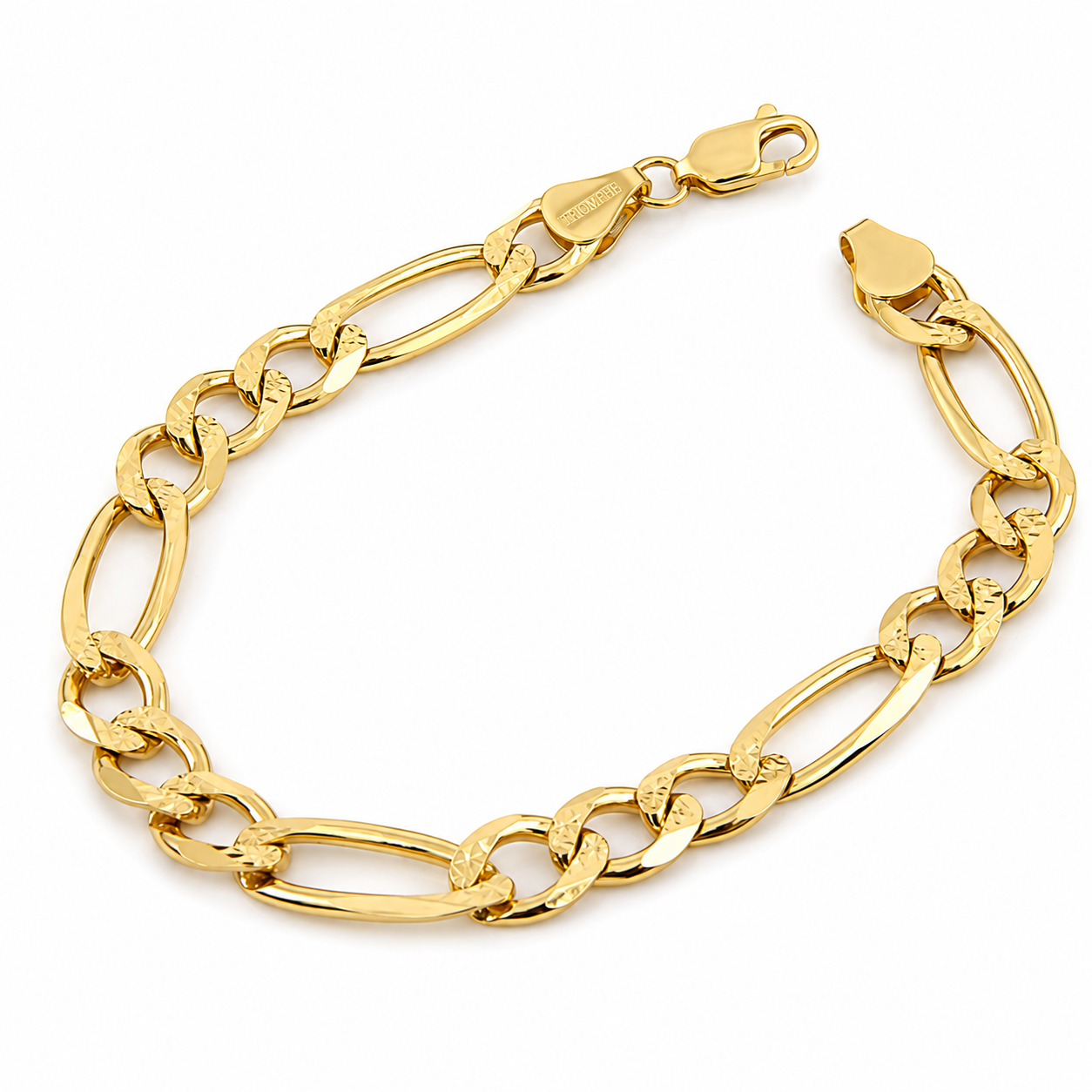 Unisex | Pulso Pulsera Tejido Figaro 3:1 Diamantada 7 mm, Esclava Para Hombre Y Mujer De Plata Autentica Ley .925 Con Baño De Oro Italiano 24k, DUO DELUXE JOYAS