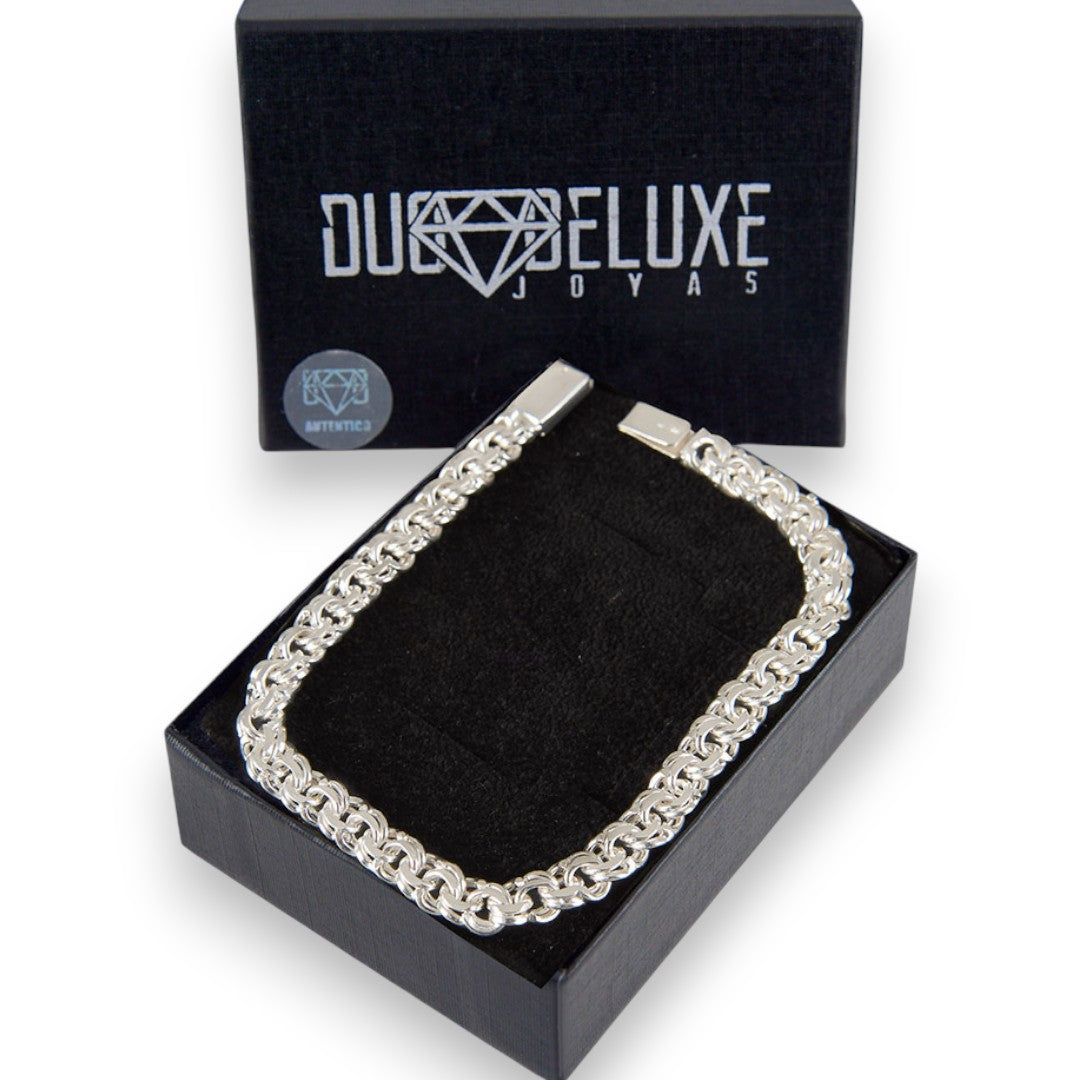 Unisex | Pulso Pulsera Tejido Chino 7 mm, Esclava Para Hombre Y Mujer De Plata Autentica Ley .925, DUO DELUXE JOYAS