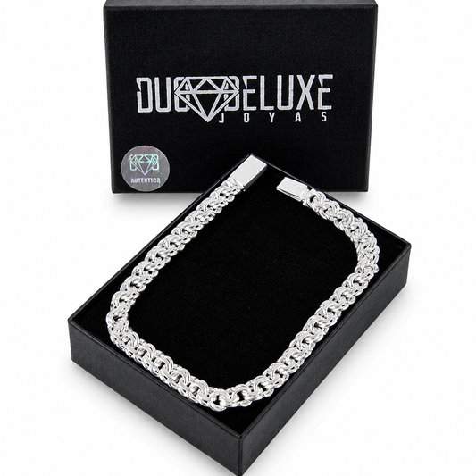 Unisex | Pulso Pulsera Tejido Chino 7 mm, Esclava Para Hombre Y Mujer De Plata Autentica Ley .925, DUO DELUXE JOYAS