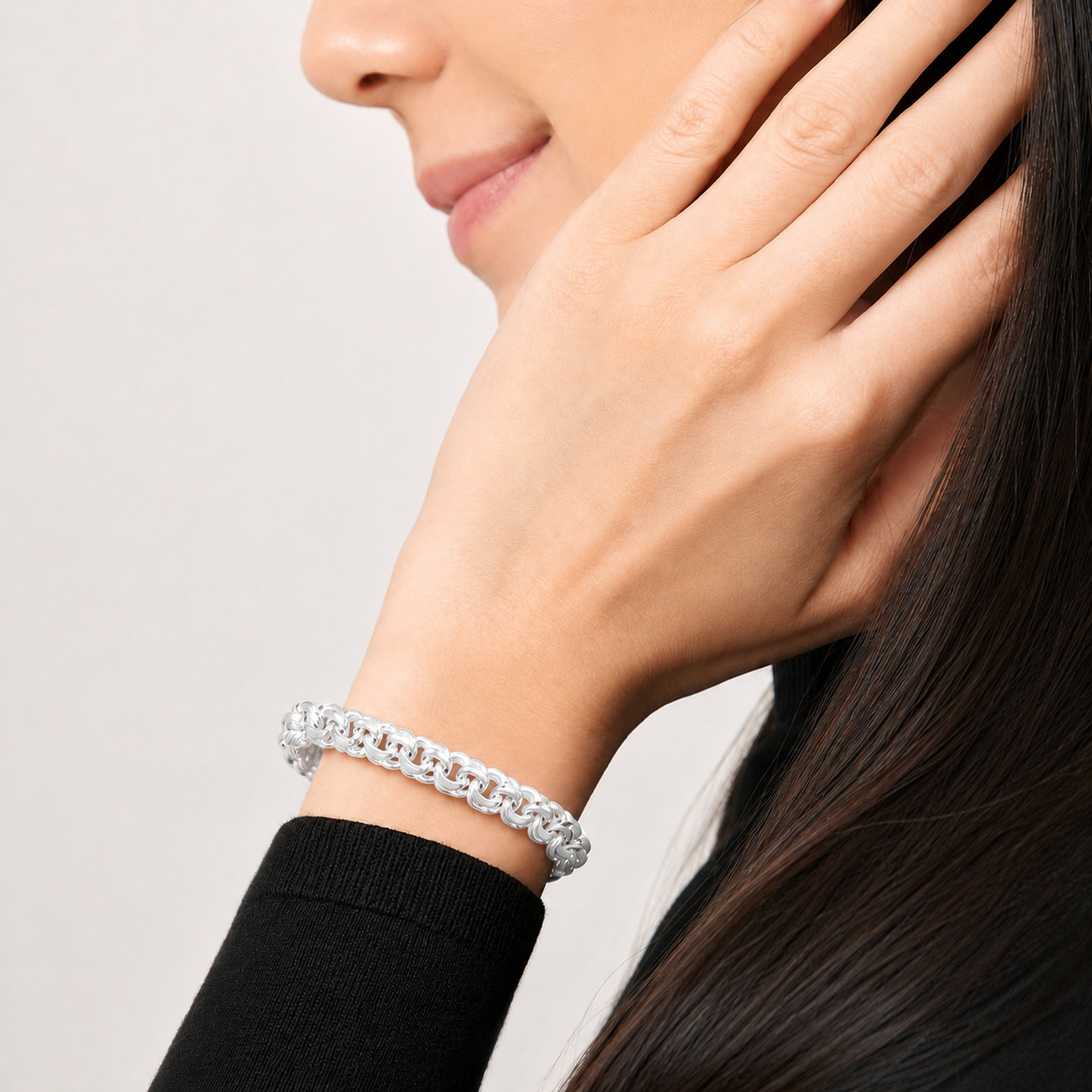 Unisex | Pulso Pulsera Tejido Chino 7 mm, Esclava Para Hombre Y Mujer De Plata Autentica Ley .925, DUO DELUXE JOYAS