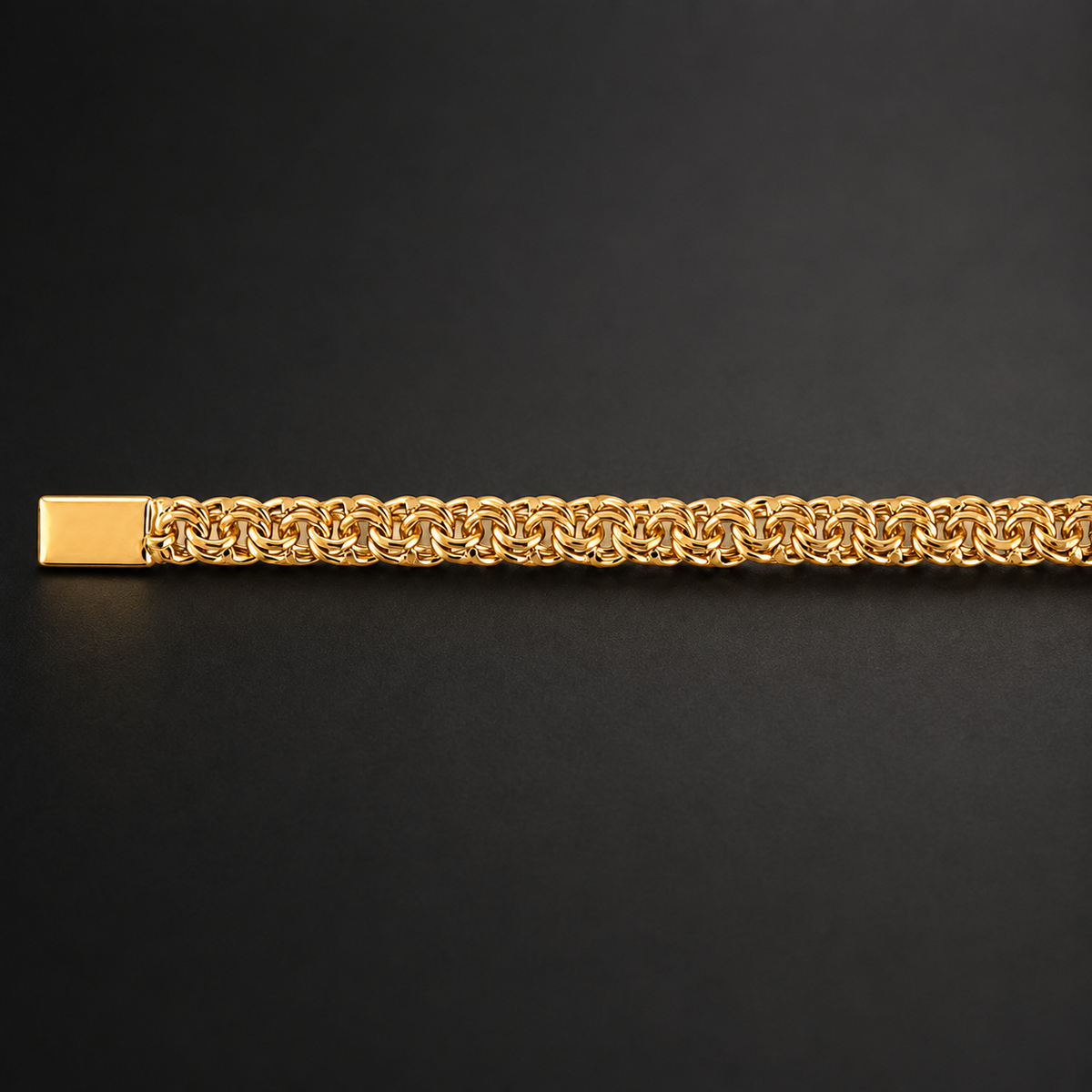 Unisex | Pulso Pulsera Tejido Chino 7 mm, Esclava Para Hombre Y Mujer De Plata Autentica Ley .925 Con Baño De Oro Italiano 24k, DUO DELUXE JOYAS