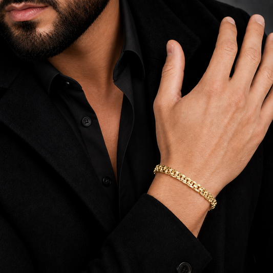 Unisex | Pulso Pulsera Tejido Chino 7 mm, Esclava Para Hombre Y Mujer De Plata Autentica Ley .925 Con Baño De Oro Italiano 24k, DUO DELUXE JOYAS