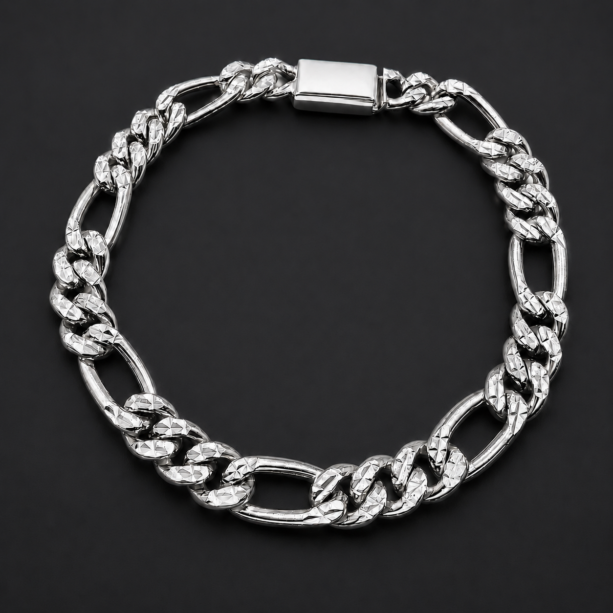 Unisex | Pulso Pulsera Tejido Figaro 3:1 Diamantada HM 8 mm, Esclava Para Hombre Y Mujer De Plata Autentica Ley .925, DUO DELUXE JOYAS